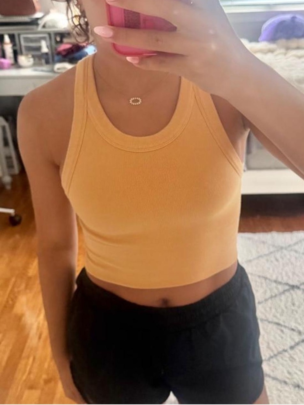 ALO Yoga Ribbed Cropped Tank Top, Peachy Orange - Size S
